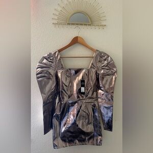 Fashion Nova Gunmetal Metallic Mini Dress